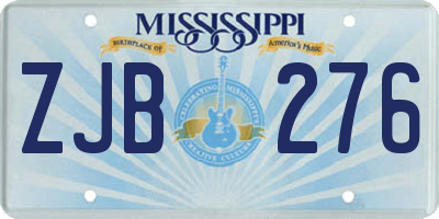 MS license plate ZJB276