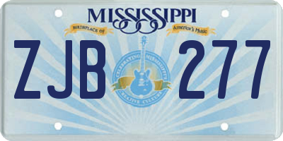 MS license plate ZJB277