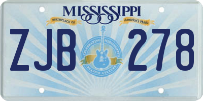 MS license plate ZJB278