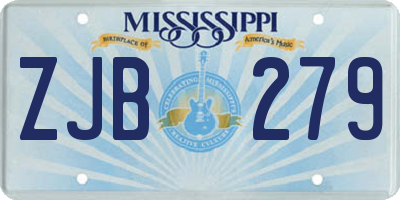 MS license plate ZJB279