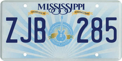 MS license plate ZJB285