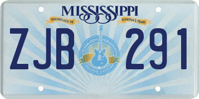 MS license plate ZJB291