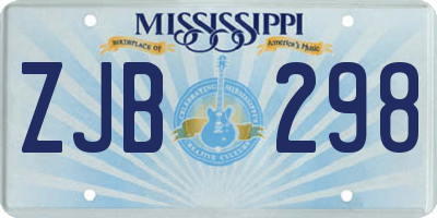 MS license plate ZJB298