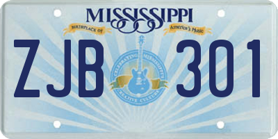 MS license plate ZJB301