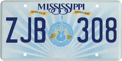 MS license plate ZJB308