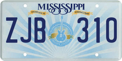 MS license plate ZJB310