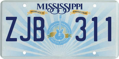 MS license plate ZJB311