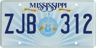 MS license plate ZJB312