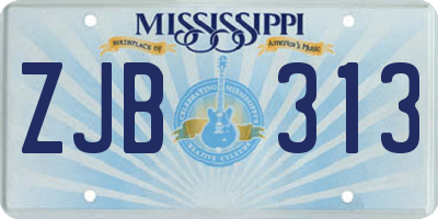 MS license plate ZJB313