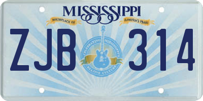 MS license plate ZJB314