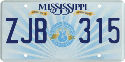 MS license plate ZJB315