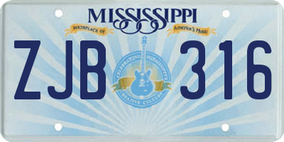 MS license plate ZJB316