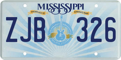 MS license plate ZJB326