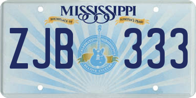 MS license plate ZJB333