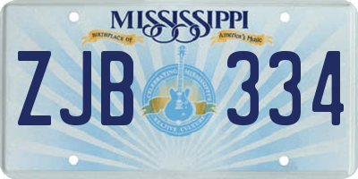 MS license plate ZJB334