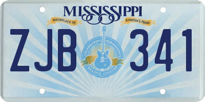 MS license plate ZJB341