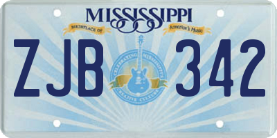 MS license plate ZJB342