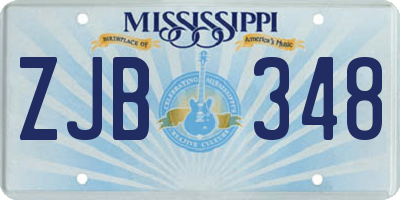 MS license plate ZJB348