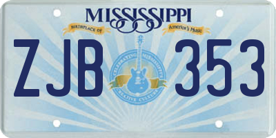 MS license plate ZJB353