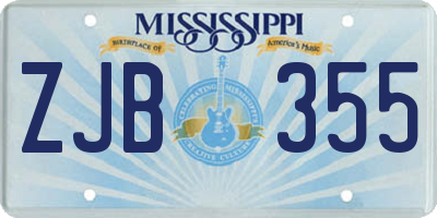 MS license plate ZJB355