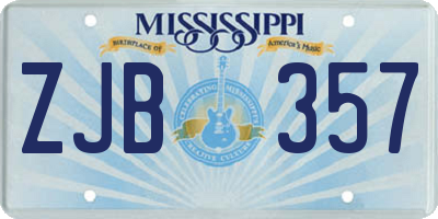 MS license plate ZJB357