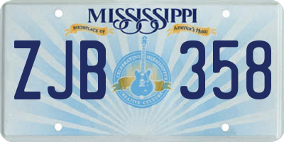 MS license plate ZJB358