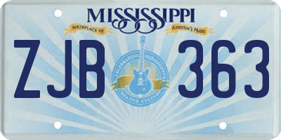 MS license plate ZJB363