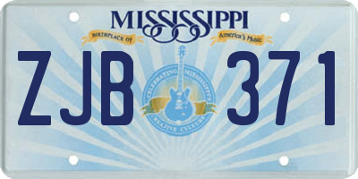 MS license plate ZJB371