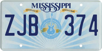 MS license plate ZJB374