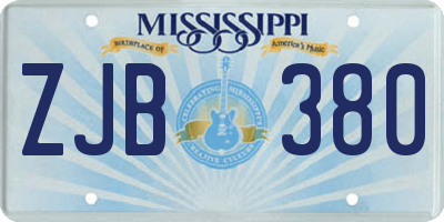 MS license plate ZJB380
