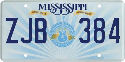 MS license plate ZJB384