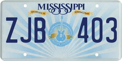 MS license plate ZJB403
