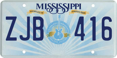 MS license plate ZJB416