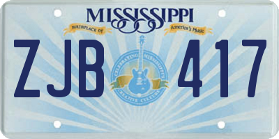 MS license plate ZJB417