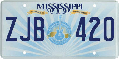 MS license plate ZJB420