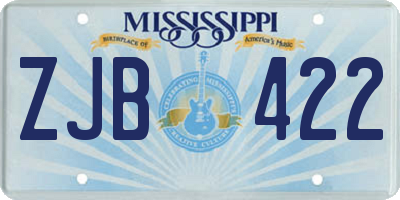 MS license plate ZJB422