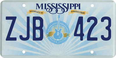 MS license plate ZJB423