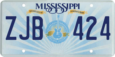 MS license plate ZJB424