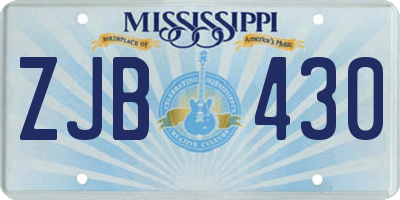 MS license plate ZJB430
