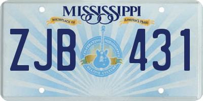 MS license plate ZJB431