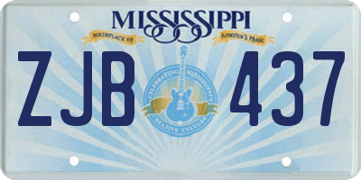 MS license plate ZJB437