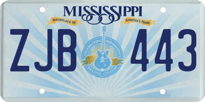 MS license plate ZJB443