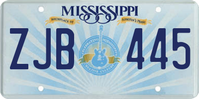 MS license plate ZJB445