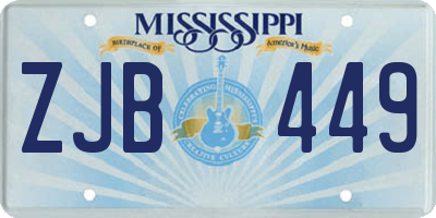 MS license plate ZJB449