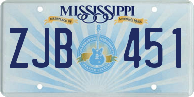 MS license plate ZJB451
