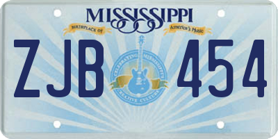 MS license plate ZJB454