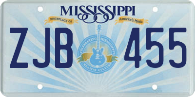 MS license plate ZJB455
