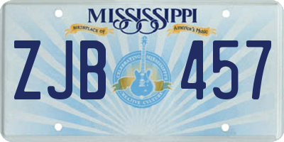 MS license plate ZJB457