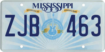 MS license plate ZJB463