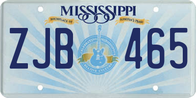 MS license plate ZJB465